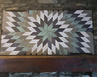 Reclaimed pallet wood wall art.