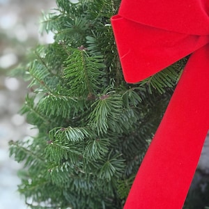 Cyber Monday! 22” Fresh Balsam Fi Christmas Wreath with Red Velvet Bow. UPS shipping. image 3