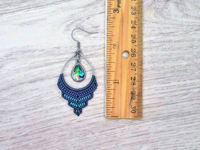 Bohemian Jewelry Abalone Shell Mermaid Macrame Earrings Hypoallergenic