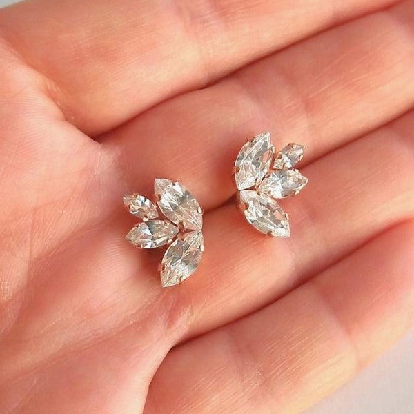 Bridal clip on earrings, stud clip on earrings, non pierced earrings, wedding clip on earrings