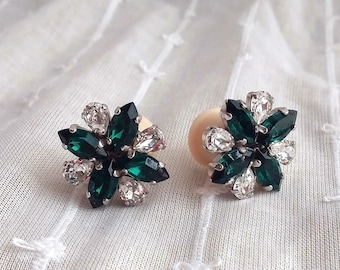 Crystal ear plugs, green ear tunnels, wedding plugs, green plugs, earplug earrings, 00 gauges, Swarovski crystal, ear gauges and plugs