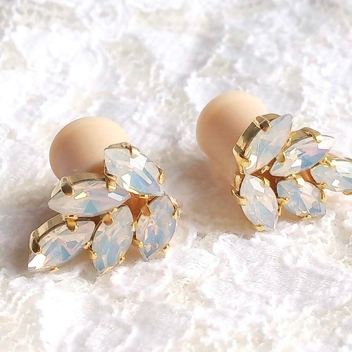 Bridal Ear Plugs Ear Plugs 0g Crystal Gauge Earrings White Etsy