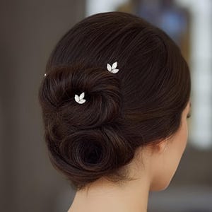 Crystal bridal hair pins , silver wedding headpieces , white opal bobby pin