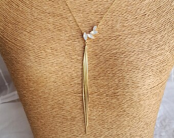 Opal lariat necklace, white opal Y necklace, boho chic necklace, gold and opal Y necklace, prom Y necklace