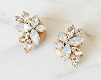 Opal bridal plugs , 0g gauge earrings , 00g crystal earplugs , 14mm wedding tunnels