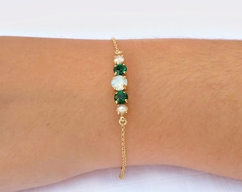 Pulsera verde, pulsera cristal esmeralda, boda esmeralda, pulsera dama de honor, pulsera verde esmeralda, pulsera Swarovski