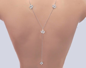 Wedding back necklace, bridal back necklace, backdrop necklace, back drop necklace, crystal backdrop necklace