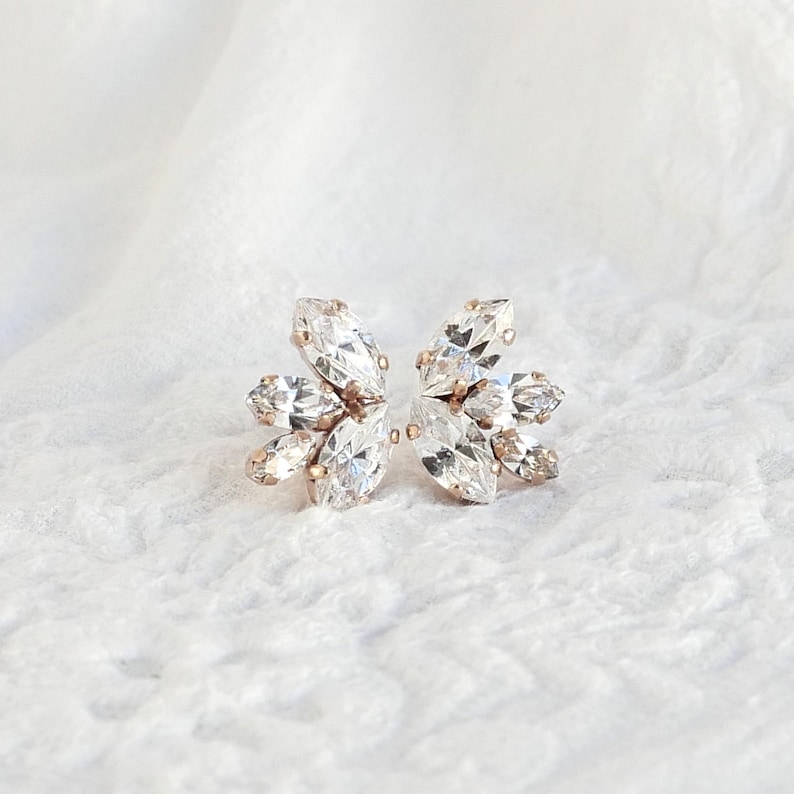 Small Bridal Earrings Dainty Crystal Earrings Bridal Studs - Etsy