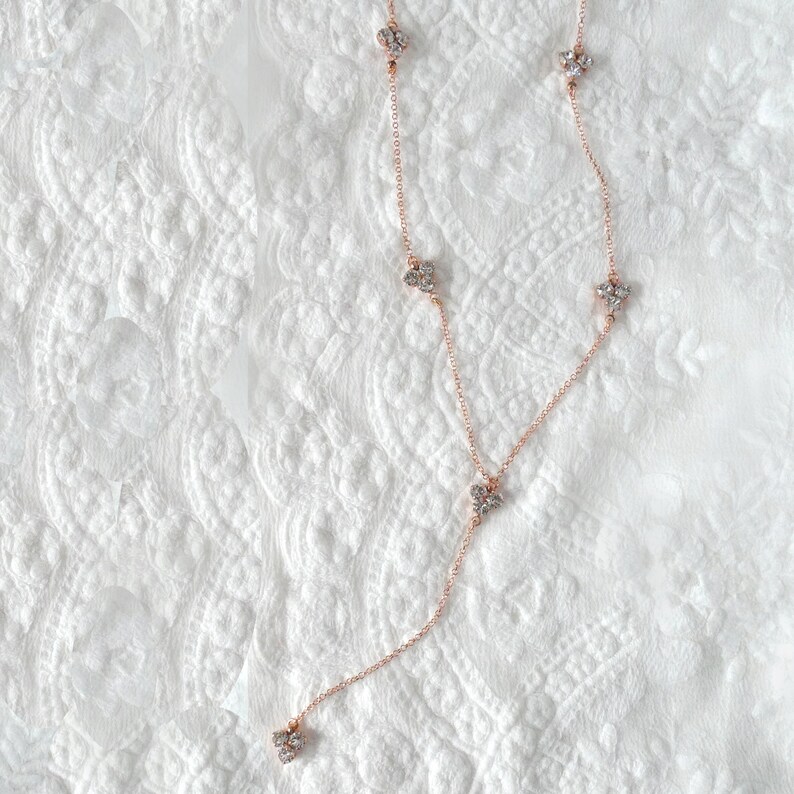Rose Gold Backdrop Necklace Bridal Back Necklace Back Drop Etsy
