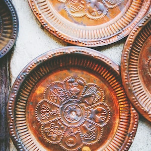 Copper Plates In Kathmandu Nepal, Asia Travel Photography