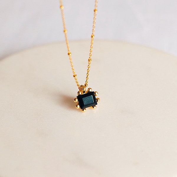 Necklace | BLACK · gold, Collar piedra negra, black stone necklace, onix stone, piedra onix,