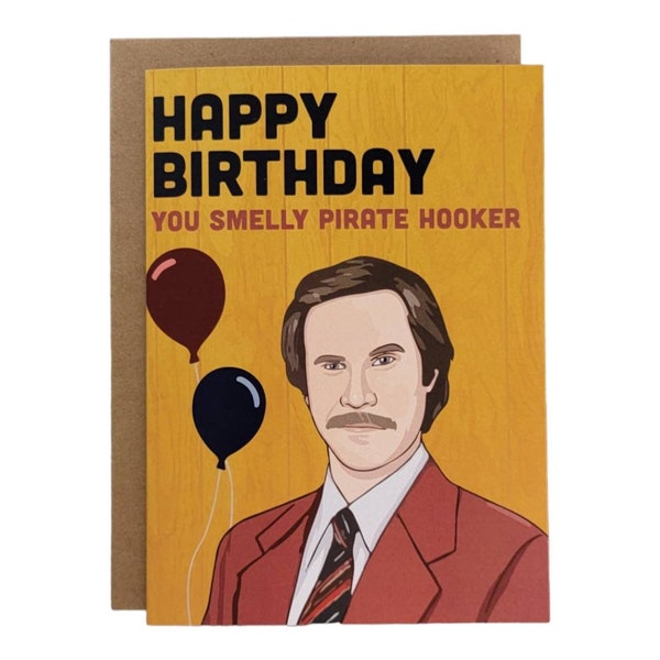 Ron Burgundy Birthday Card Etsy