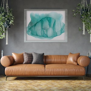 Teal Abstract Painting Wall Art Print, Digital Download, Painting, Living Room Decor