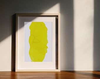 Vibrant Yellow Minimalist Abstract Wall Art Print, Digital Download, Painting, Living Room Décor