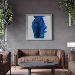 Indigo Blue Minimalist Abstract Wall Art Print, Digital Download, Modern Painting, Living Room Décor, Contemporary Artwork