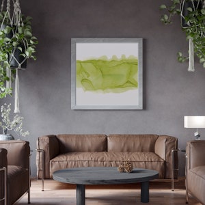 Lime Green Minimalist Abstract Wall Art Print, Digital Download, Modern Painting, Chartreuse Living Room Décor