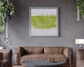 Lime Green Minimalist Abstract Wall Art Print, Digital Download, Modern Painting, Chartreuse Living Room Décor
