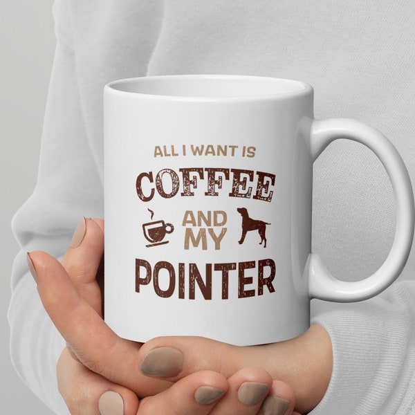 Pointer Coffee Mug, White Glossy Coffee Mug, Pointer Dog Owner Gift, Coffee Cup for Dog Lover, Present for Canine Fanatic, Hot Coffee