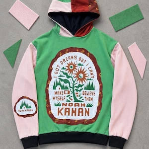 Noah Kahan I Got Dreams Triple Patch Upcycled Handgefertigter Patchwork Hoodie