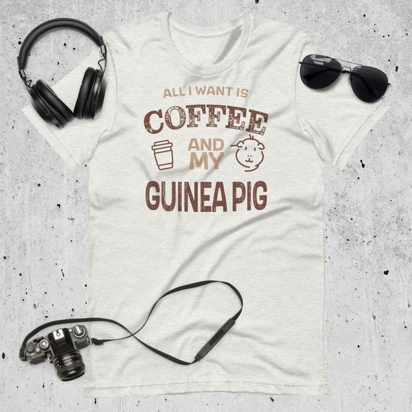 Guinea Pig and Coffee Shirt, Cavy Parent Gift, Java Lover T-Shirt, Present for Guinea Pig Mom, Rodent Dad Gift
