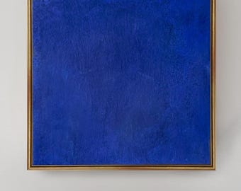 Blue Abstract Oil Painting on Canvas: Square Minimalist Art