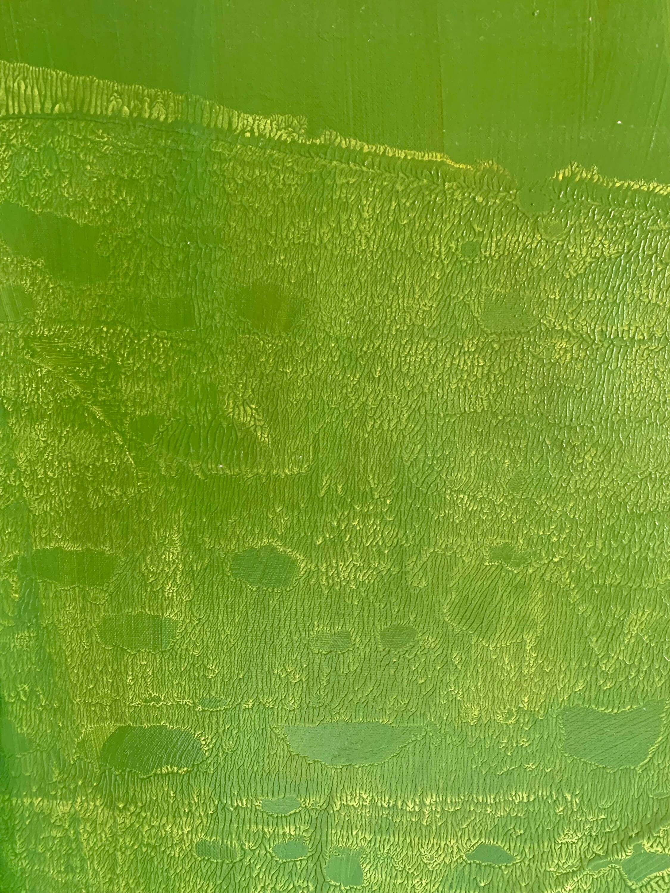 Giant Wall Canvas Green Oil Picture Minimalistic Abstraction Hand