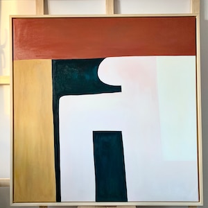 Red Geometric Square Abstract Oil Paint Geometric Red White Yellow ...