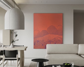 Red wall  canvas Oil painted abstract landscape Original contemporary picture  UNSTRETCHED 55”x62”(140x160cm)