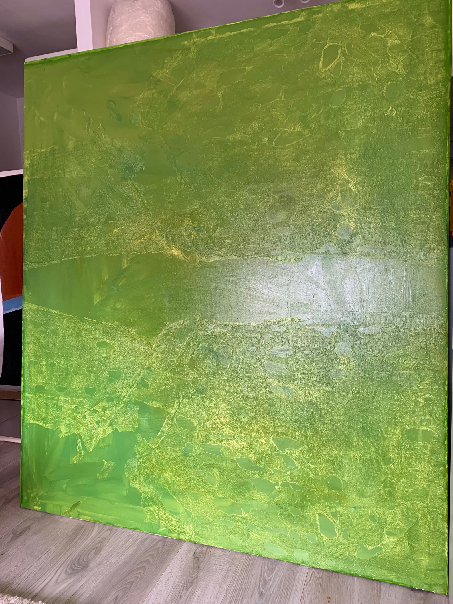 Giant Wall Canvas Green Oil Picture Minimalistic Abstraction Etsy