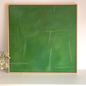 Green Square abstract oil paint Contemporary Art Abstract Paint Size optionally Hand painted Original Picture PRE-ORDER 100x100cm40x40 image 2