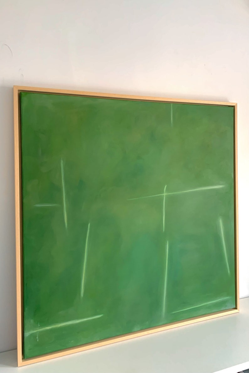 Green Square abstract oil paint Contemporary Art Abstract Paint Size optionally Hand painted Original Picture PRE-ORDER 100x100cm40x40 image 4