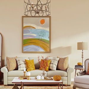 Large Landscape paitning Funny art oil picture Hand painted  pastel colors picture Sunset picture Contemporary Art Original art  UNSTRETCHED