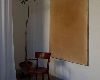 Large Minimalist Abstract Oil Painting on Canvas,  Earthy Ochre  Wall Art, Modern Boho Interior Decor, Original Artwork