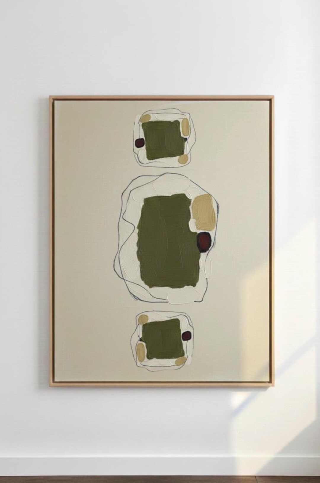 Large Abstract Oil Painting Sage Green Textured Wall Art, Minimalist ...