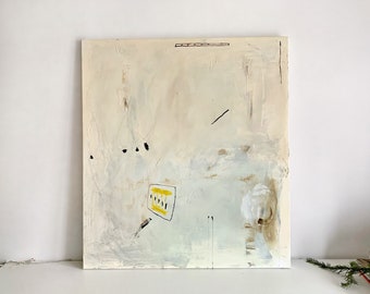 Getextureerde witte vierkante grote abstracte olieverf Hedendaagse kunstverf 100x90cm (39.3"x35.4") Handgeschilderd origineel beeld KLAAR OM TE VERZENDEN