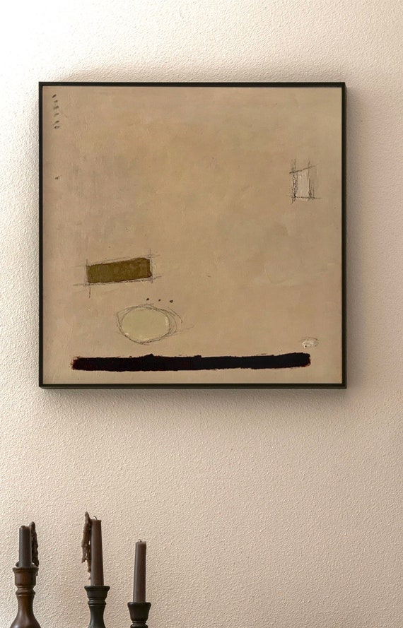 Beige oil canvas Abstract  painting Hand painted original picture Contemporary Art  PRE-ORDER 35”x35”