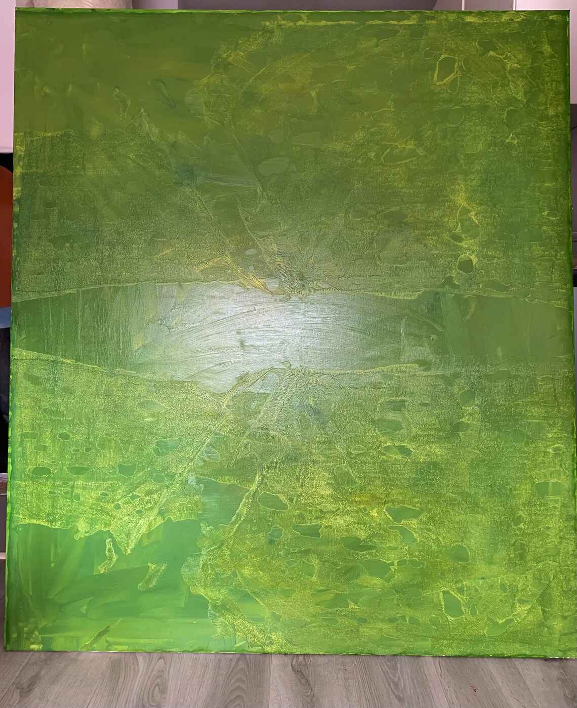 Giant Wall Canvas Green Oil Picture Minimalistic Abstraction Etsy