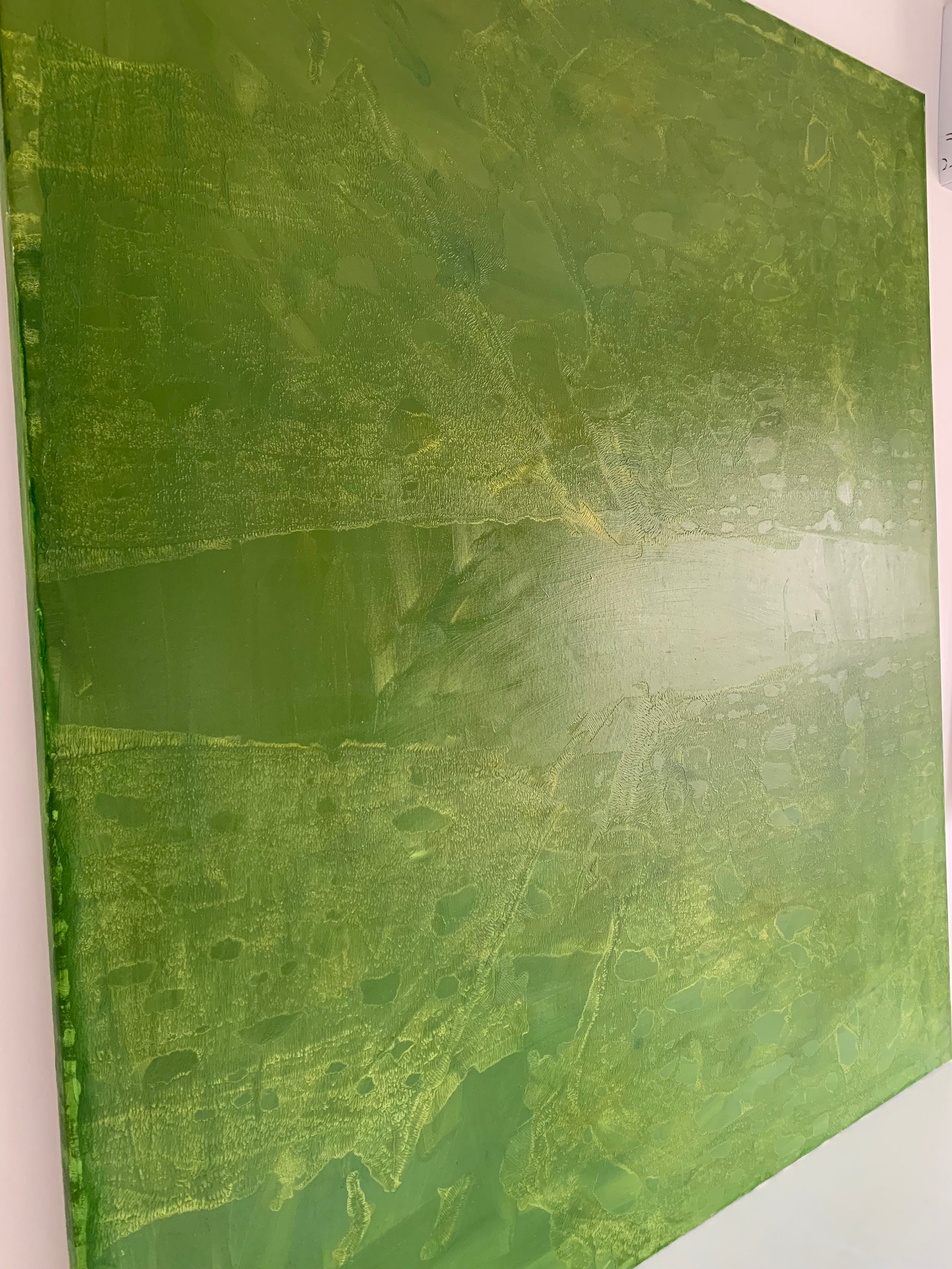 Giant Wall Canvas Green Oil Picture Minimalistic Abstraction Hand