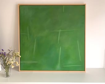 Square pastel green abstract oil paint Contemporary Art Abstract Paint  Hand painted Original Picture PRE-ORDER 100x100cn(40”x40”)