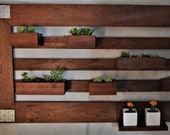 Solid Cherry or Hard Oak Living Wall Art Sculpture with Flower Box Planters for Succulents and Plants. LT6030