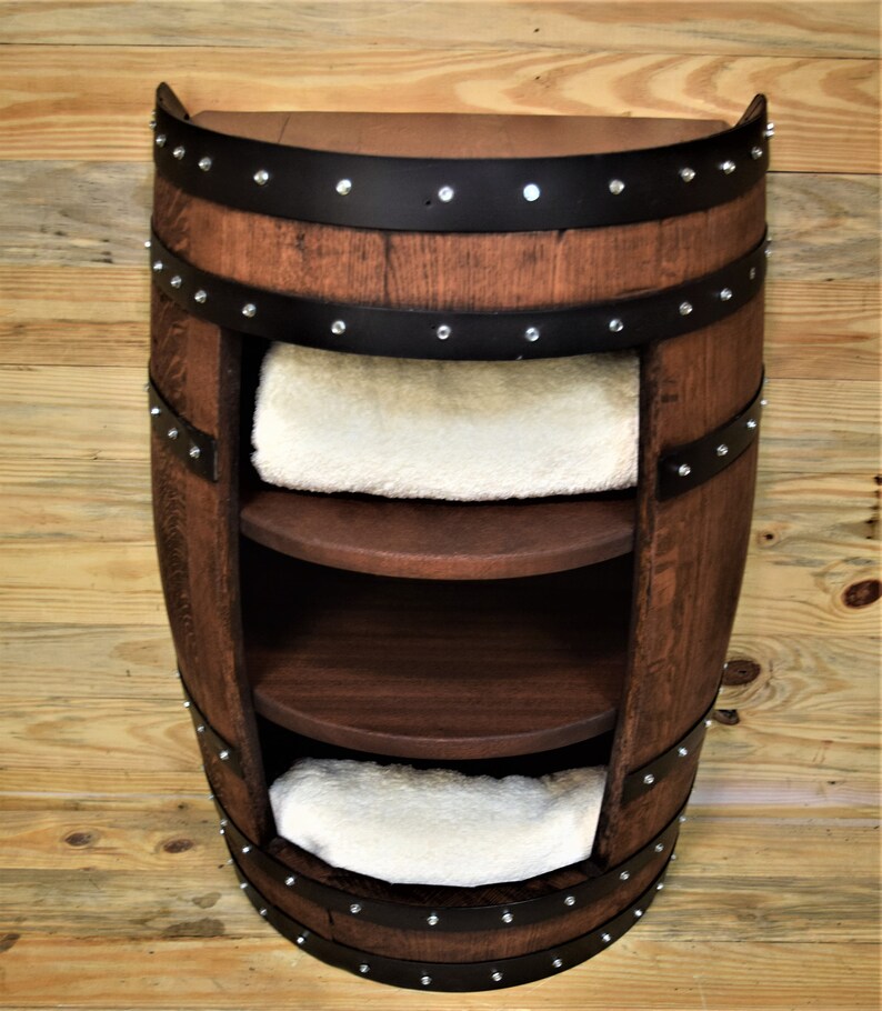 Barrel Bathroom Towel Or Linen Cabinet With 3 Solid African Etsy
