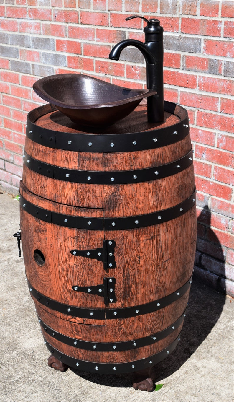 Rustic Full Oak Claw Feet Whiskey Barrel Bathroom Vanity With 2189r