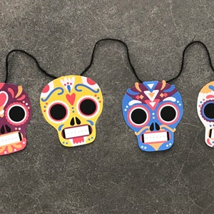 Striscione stampabile per feste con teschi di zucchero - Dia de los Muertos, Giorno dei Morti