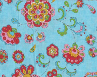 Moda Gypsy Girl Lily Ashbury #11462 | blue red orange floral flowers quilt fabric BTHY PRE-CUT ~18" x 44"|