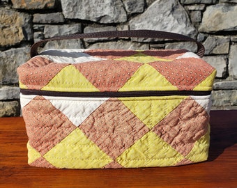 Vintage Quilt Lunchbox ~ 1890s Red & Yellow Irish Chain Quilt