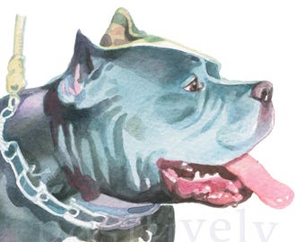 Staffordshire Bull Terrier fine art print of original watercolor painting. Limited edition.