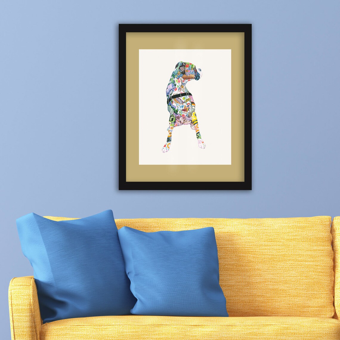 Tattooed Boxer Dog Canvas Poster Etsy