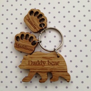 Personalised Bear Keyring Made From Oak, A Perfect Gift for Father's Day, Mother's Day, New Parents, Grandparents or a Special Birthday Gift image 6