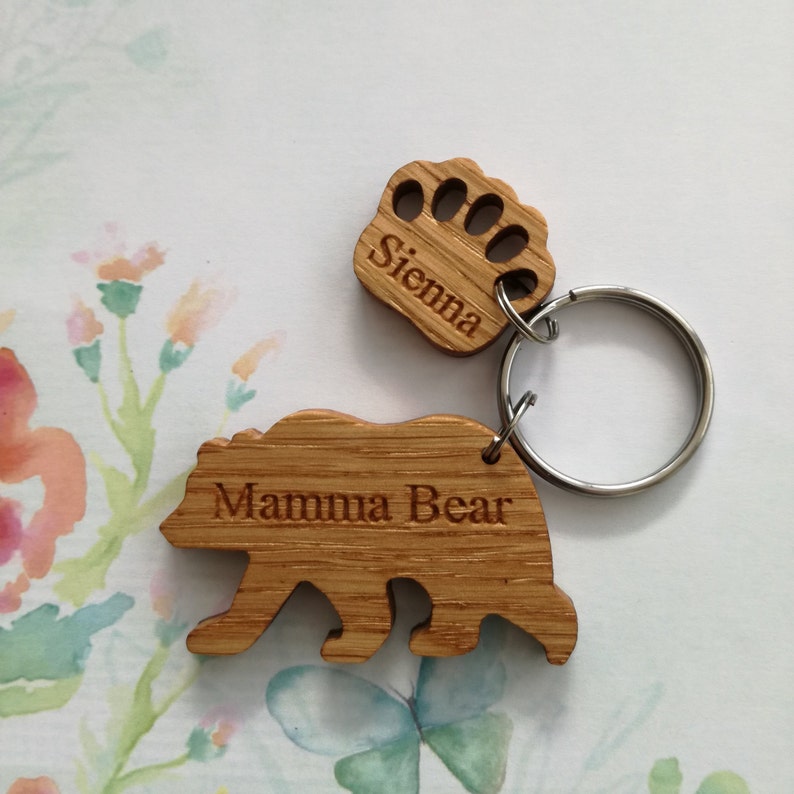 Personalised Bear Keyring Made From Oak, A Perfect Gift for Father's Day, Mother's Day, New Parents, Grandparents or a Special Birthday Gift image 8