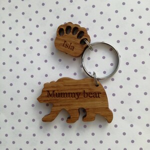Personalised Bear Keyring Made From Oak, A Perfect Gift for Father's Day, Mother's Day, New Parents, Grandparents or a Special Birthday Gift image 7